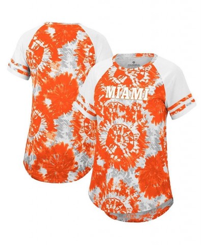 Women's Orange White Miami Hurricanes Annie Oversized Tie-Dye Raglan T-shirt Orange, White $19.60 Tops