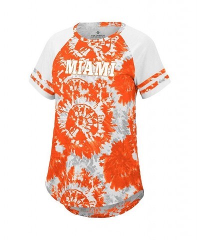 Women's Orange White Miami Hurricanes Annie Oversized Tie-Dye Raglan T-shirt Orange, White $19.60 Tops