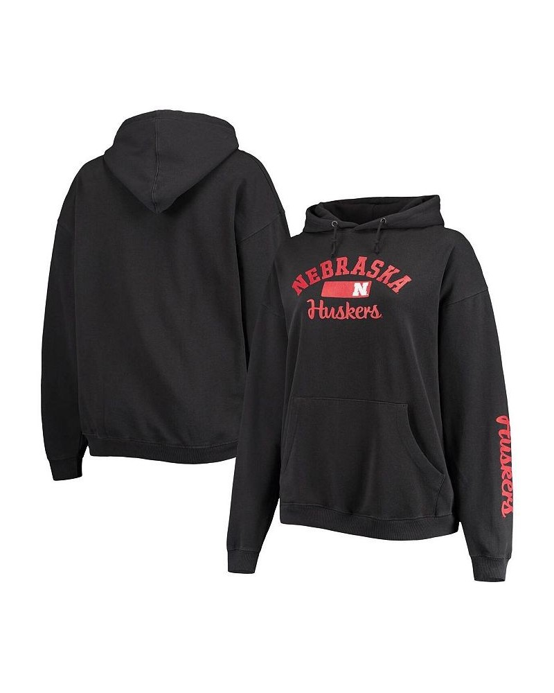 Women's Black Nebraska Huskers Rock n Roll Super Oversized Pullover Hoodie Black $39.20 Sweatshirts