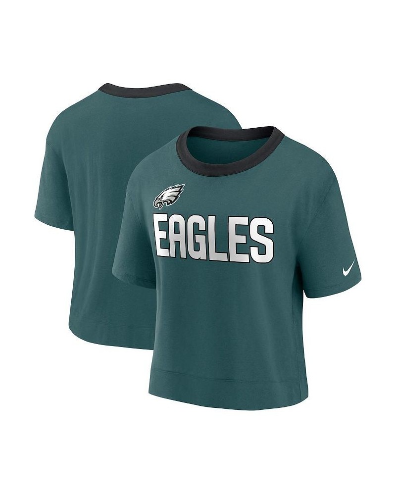 Women's Midnight Green Philadelphia Eagles High Hip Fashion Cropped Top Green $25.19 Tops