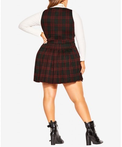 Plus Size Trendy Pinafore Check Dress Berry $44.69 Dresses