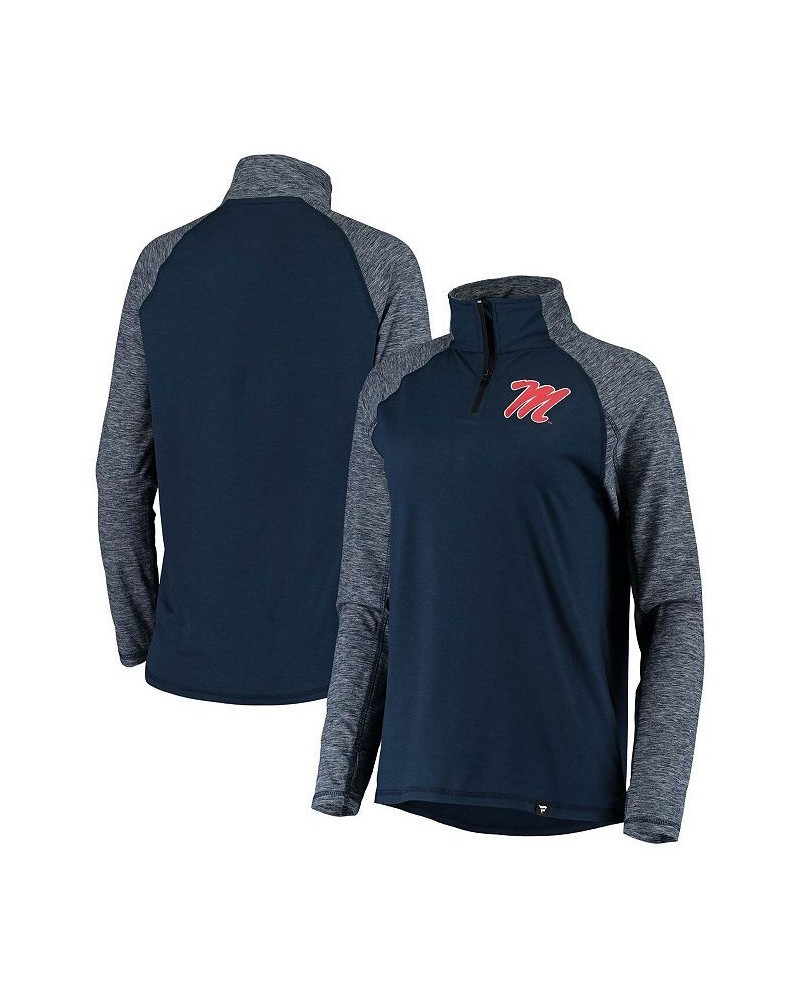 Women's Branded Navy Ole Miss Rebels Made to Move Raglan Quarter-Zip Jacket Navy $32.90 Jackets