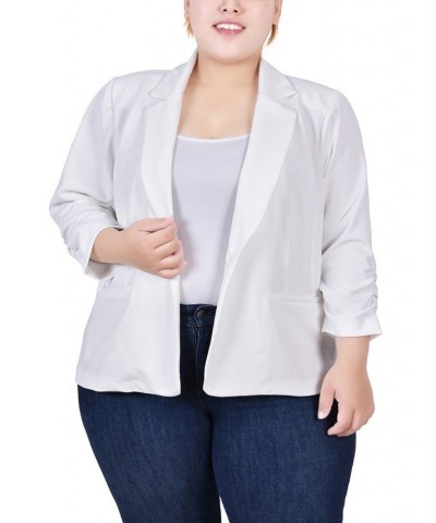 Plus Size Long Sleeve Scuba Crepe Jacket White $15.30 Jackets