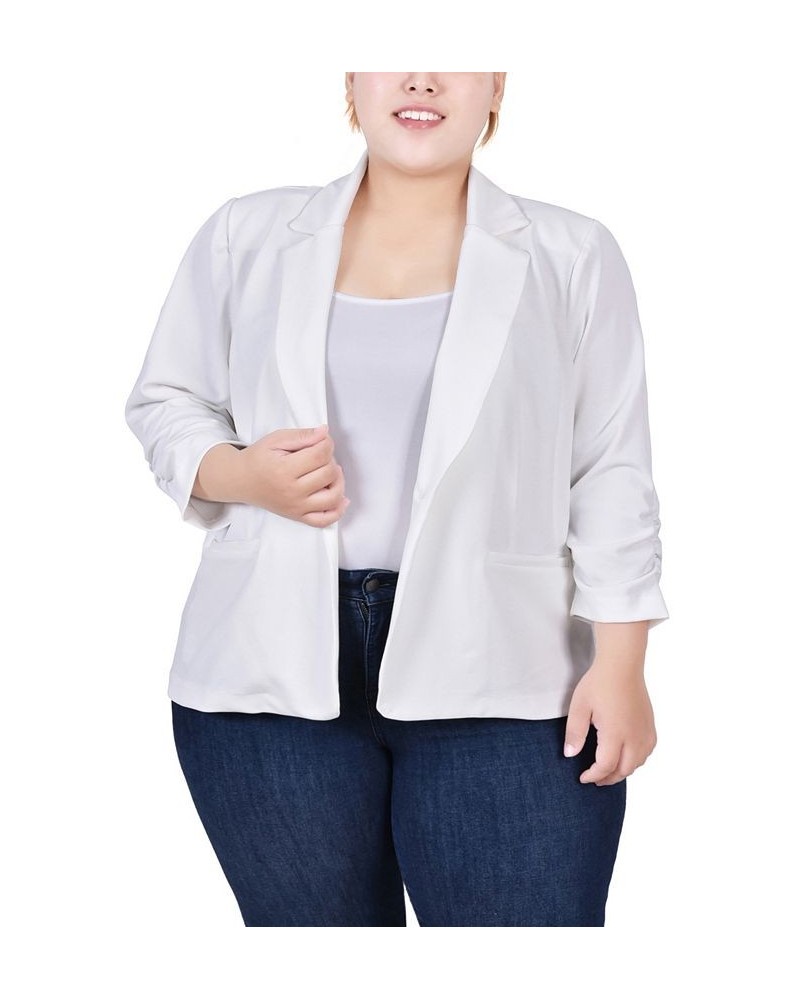 Plus Size Long Sleeve Scuba Crepe Jacket White $15.30 Jackets