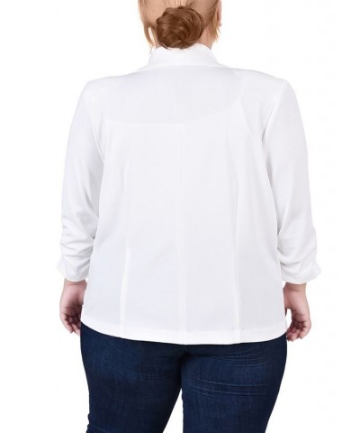 Plus Size Long Sleeve Scuba Crepe Jacket White $15.30 Jackets