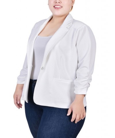 Plus Size Long Sleeve Scuba Crepe Jacket White $15.30 Jackets