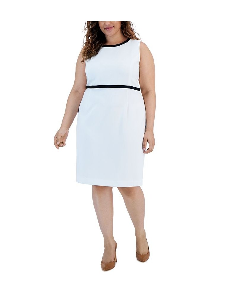 Plus Size Contrast-Trim Sleeveless Sheath Dress Lily White/Black $54.50 Dresses