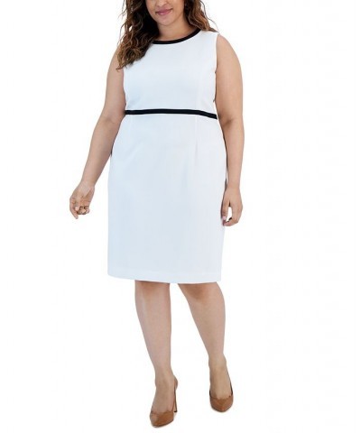 Plus Size Contrast-Trim Sleeveless Sheath Dress Lily White/Black $54.50 Dresses