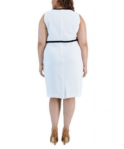 Plus Size Contrast-Trim Sleeveless Sheath Dress Lily White/Black $54.50 Dresses