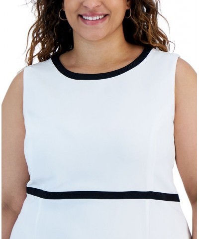 Plus Size Contrast-Trim Sleeveless Sheath Dress Lily White/Black $54.50 Dresses