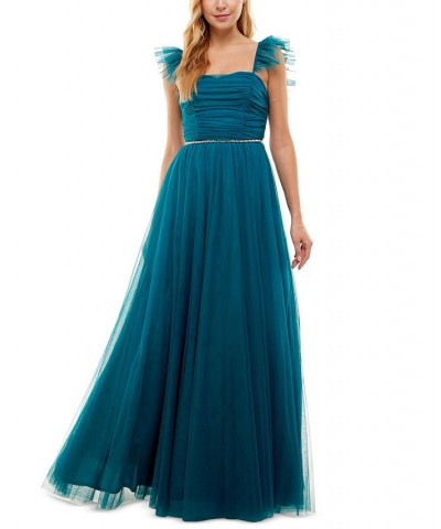 Juniors' Ruched Ball Gown Blue $67.60 Dresses