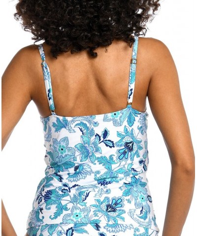 Women's Santorini Lingerie-Strap Tankini & Adjustable Hipster Bikini Bottoms Floral / Emerald $33.48 Swimsuits