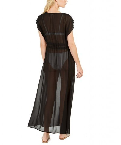 St. Tropez Solid Tie-Front Maxi Dress Cover-Up Black $49.98 Swimsuits