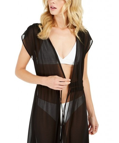 St. Tropez Solid Tie-Front Maxi Dress Cover-Up Black $49.98 Swimsuits