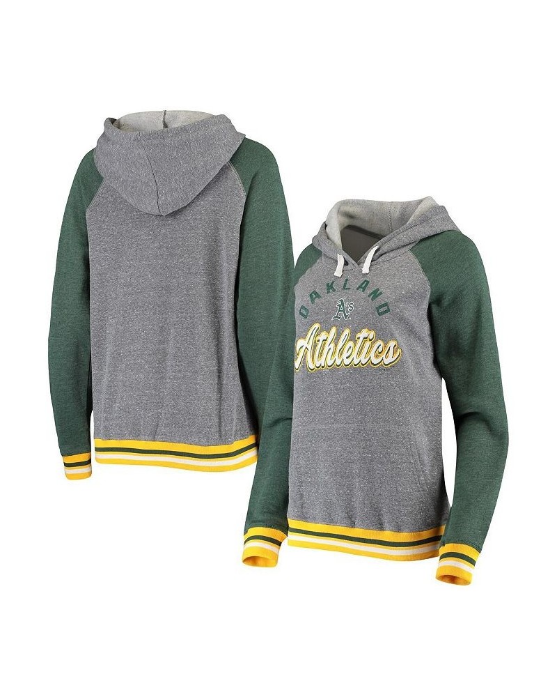 Women's by New Era Heathered Gray Oakland Athletics Cuff Tri-Blend Raglan Pullover Hoodie Heathered Gray $38.70 Sweatshirts