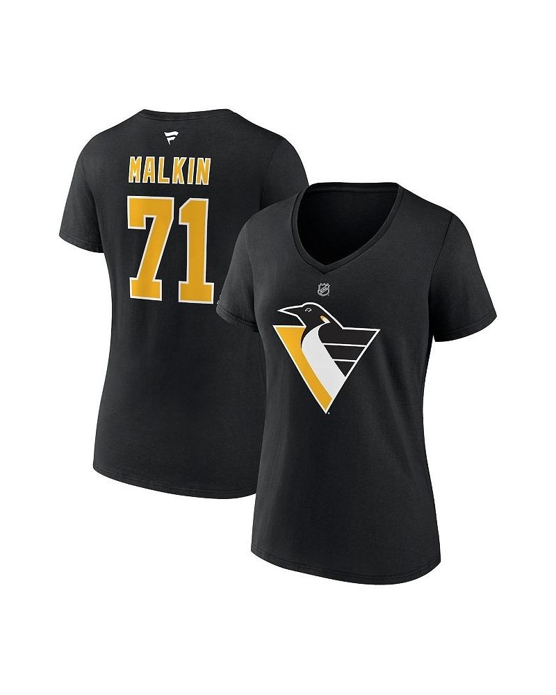 Women's Branded Evgeni Malkin Black Pittsburgh Penguins Special Edition 2.0 Name and Number V-Neck T-shirt Black $26.99 Tops