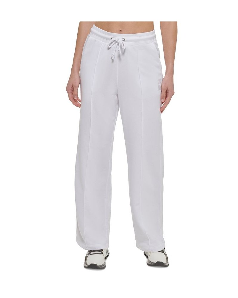 Women's Drawstring-Waist Piping-Trim Pants White $34.06 Pants