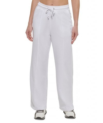 Women's Drawstring-Waist Piping-Trim Pants White $34.06 Pants