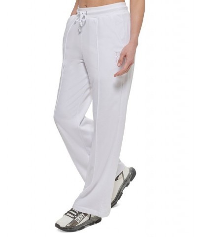 Women's Drawstring-Waist Piping-Trim Pants White $34.06 Pants