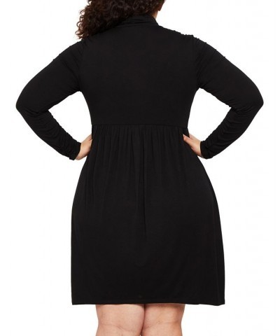 Plus Size Turtleneck Fit & Flare Maternity Dress Black $28.08 Dresses