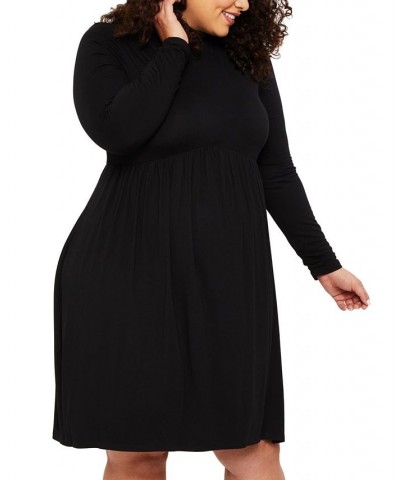 Plus Size Turtleneck Fit & Flare Maternity Dress Black $28.08 Dresses