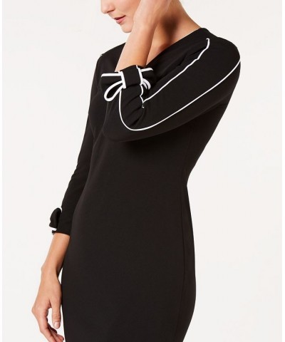 Petite V-Neck Bow-Detail Sheath Dress Black/White $53.99 Dresses