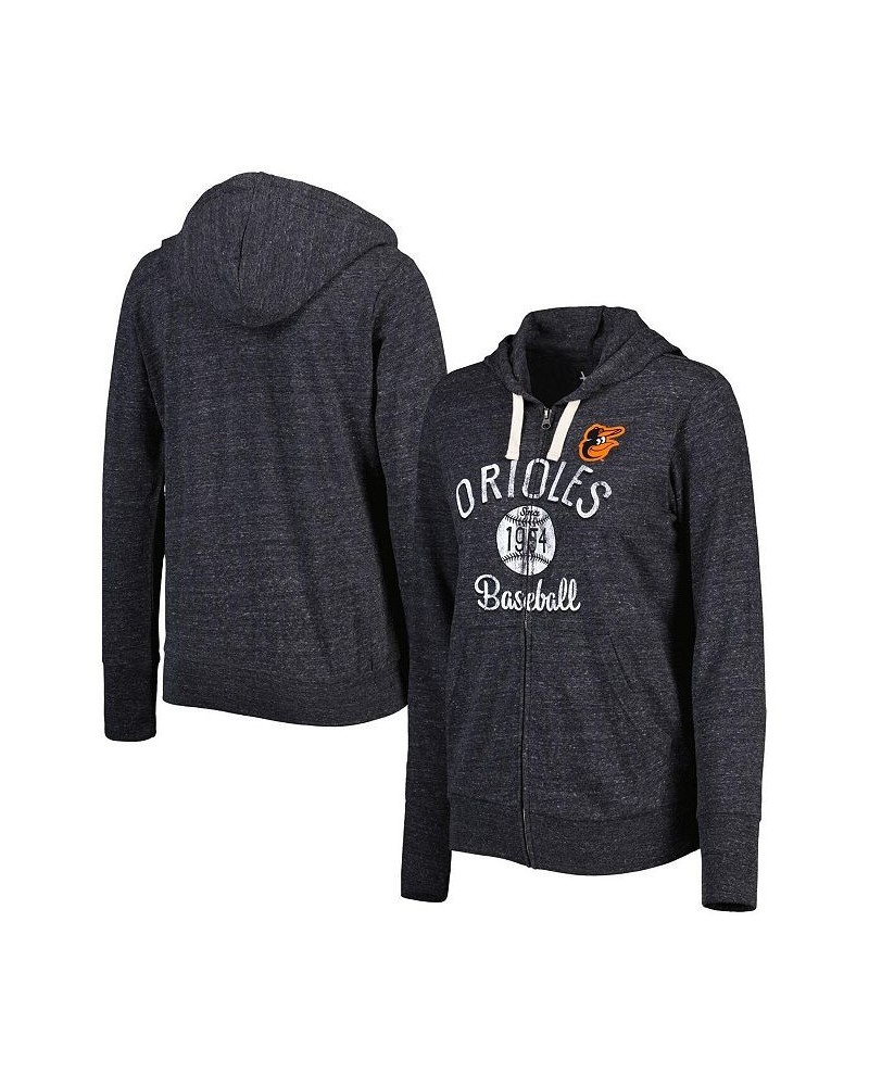 Women's Black Baltimore Orioles Training Camp Tri-Blend Full-Zip Hoodie Black $35.20 Sweatshirts