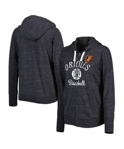 Women's Black Baltimore Orioles Training Camp Tri-Blend Full-Zip Hoodie Black $35.20 Sweatshirts