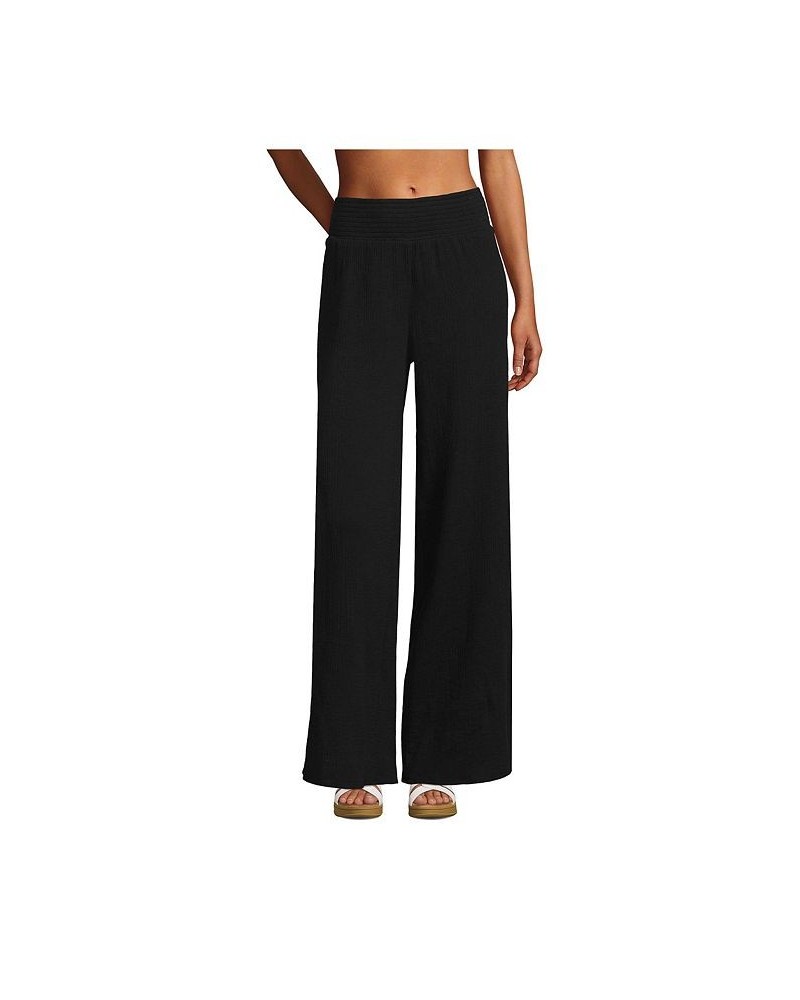 Women's Cotton Gauze Swim Cover-up Pants Black $44.62 Swimsuits