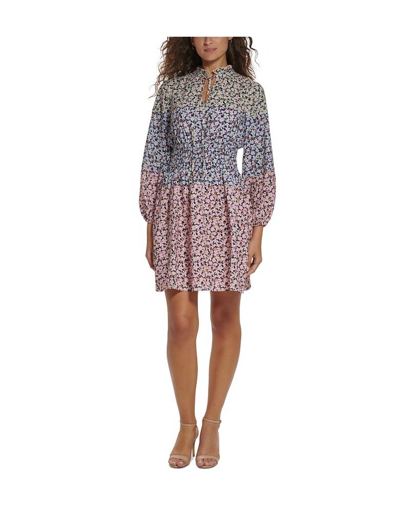 Petite Mixed-Print Smocked-Waist Dress Bsh $60.48 Dresses