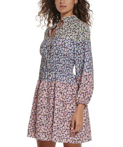 Petite Mixed-Print Smocked-Waist Dress Bsh $60.48 Dresses