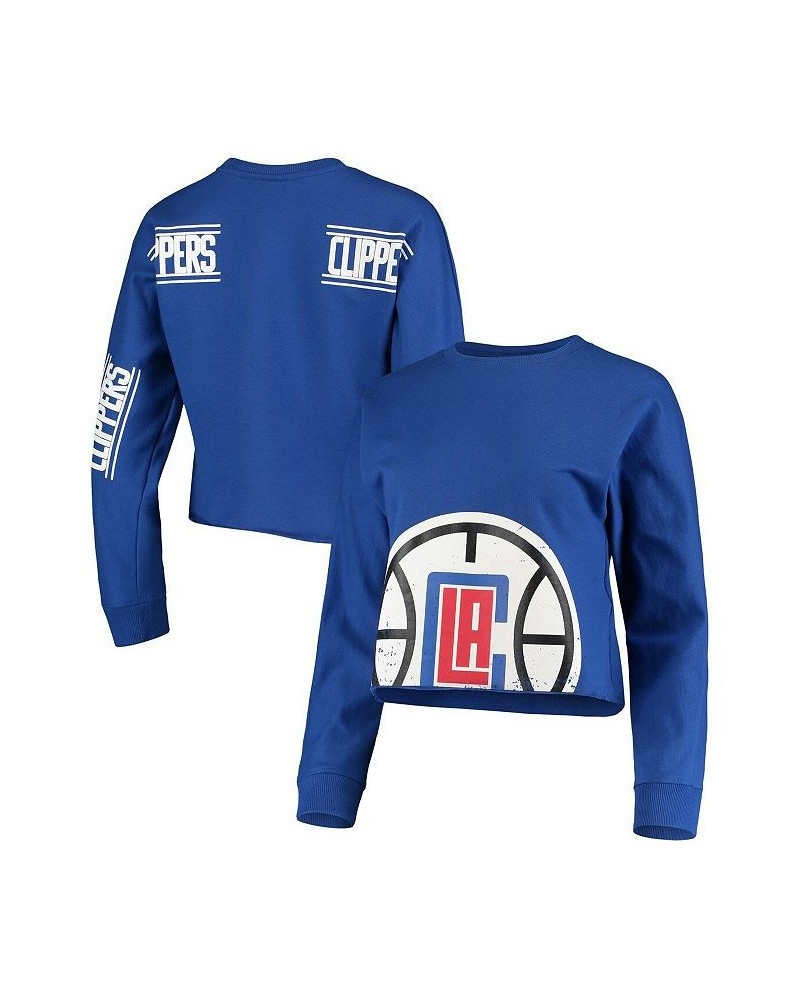 Women's Royal LA Clippers Cropped Long Sleeve T-shirt $25.80 Tops