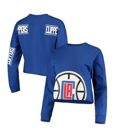 Women's Royal LA Clippers Cropped Long Sleeve T-shirt $25.80 Tops