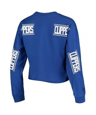 Women's Royal LA Clippers Cropped Long Sleeve T-shirt $25.80 Tops