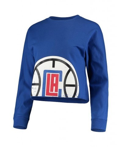 Women's Royal LA Clippers Cropped Long Sleeve T-shirt $25.80 Tops