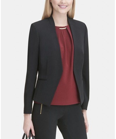 Petite Asymmetrical Open-Front Blazer Black $58.38 Jackets