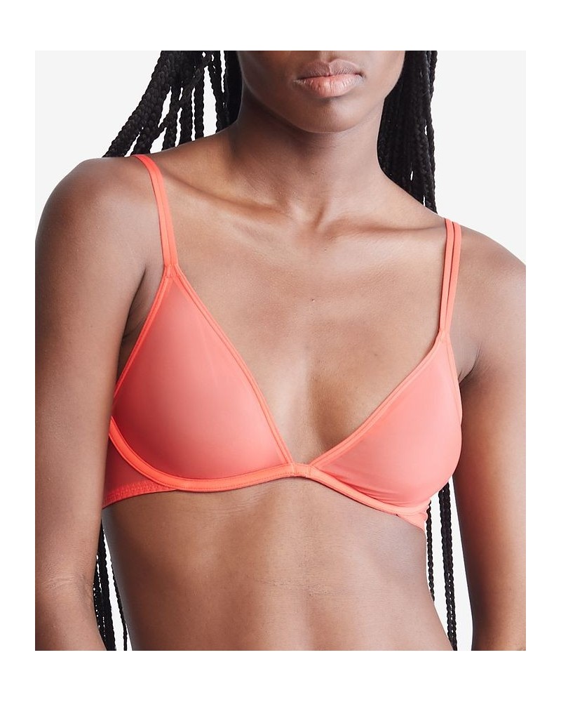 Women's Sheer Marquisette Unlined Plunge Bra QF6727 Orange Odyssey $20.06 Bras