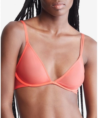 Women's Sheer Marquisette Unlined Plunge Bra QF6727 Orange Odyssey $20.06 Bras