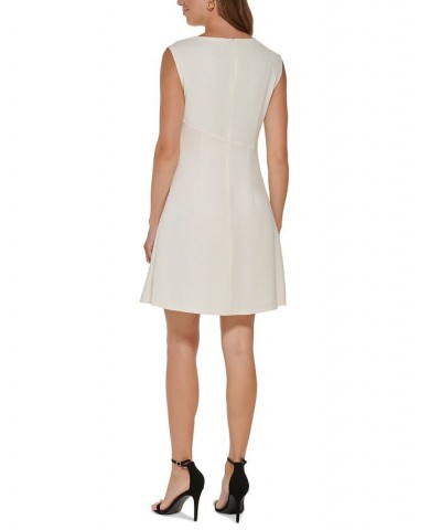 Petite Gathered Asymmetrical-Neck Satin Dress Buttercream $40.80 Dresses