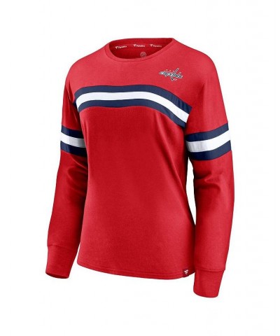 Women's Red Washington Capitals Block Party Primary Logo Fashion Long Sleeve T-shirt Red $21.56 Tops