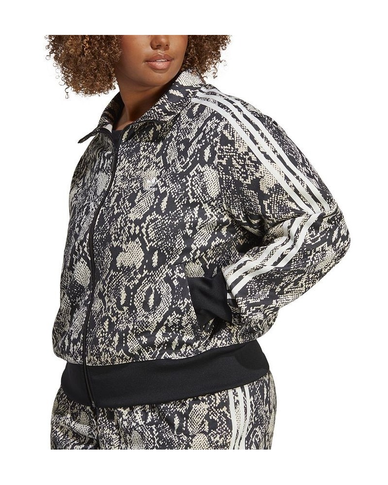 Plus Size Python Zipper-Front Track Jacket Black/ Multi Color $30.10 Jackets