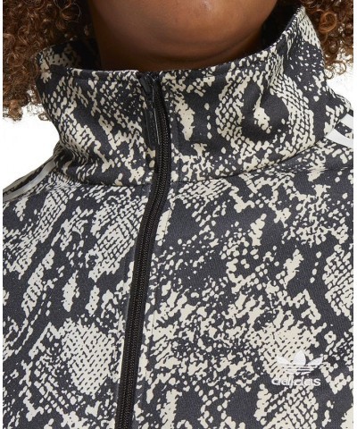 Plus Size Python Zipper-Front Track Jacket Black/ Multi Color $30.10 Jackets