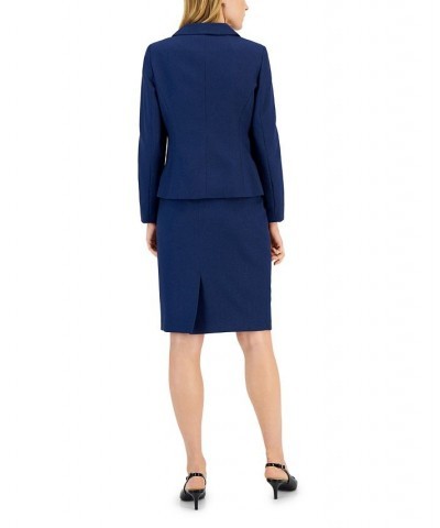 Women's Peter Pan-Collar Jacket & Pencil Skirt Regular and Petite Sizes Navy/Black $57.80 Suits