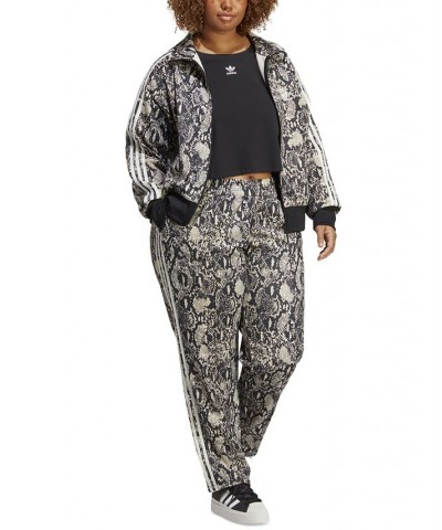 Plus Size Python Zipper-Front Track Jacket Black/ Multi Color $30.10 Jackets