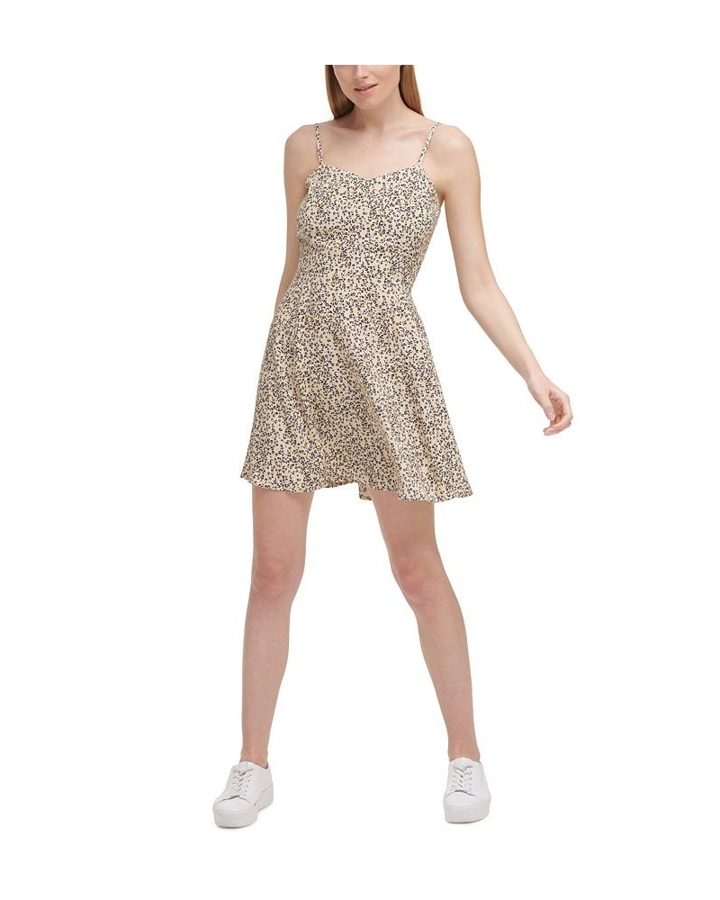 Printed A-Line Dress Tan/Beige $19.88 Dresses