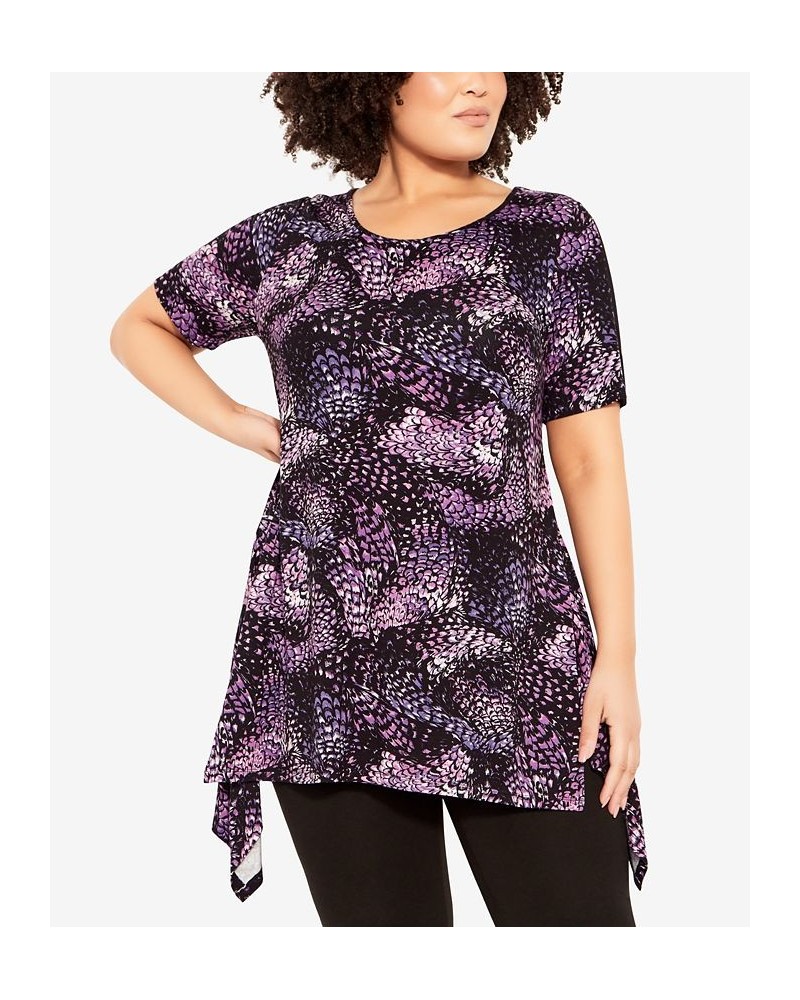 Plus Size Ayla Mesh Sleeve Tunic Top Purple Feather $33.92 Tops