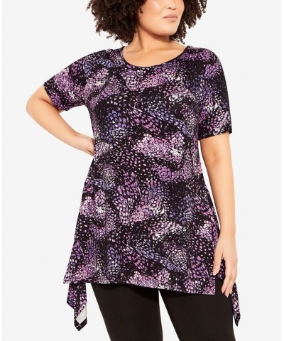 Plus Size Ayla Mesh Sleeve Tunic Top Purple Feather $33.92 Tops