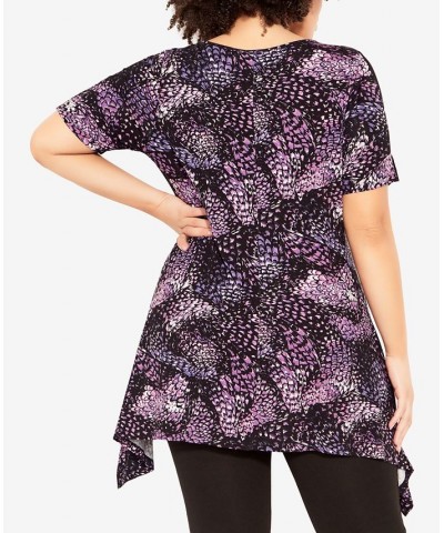 Plus Size Ayla Mesh Sleeve Tunic Top Purple Feather $33.92 Tops