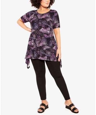 Plus Size Ayla Mesh Sleeve Tunic Top Purple Feather $33.92 Tops