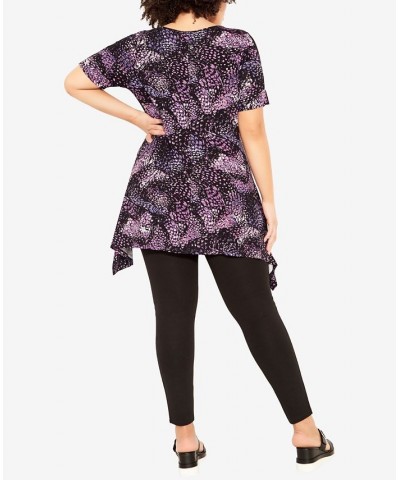 Plus Size Ayla Mesh Sleeve Tunic Top Purple Feather $33.92 Tops